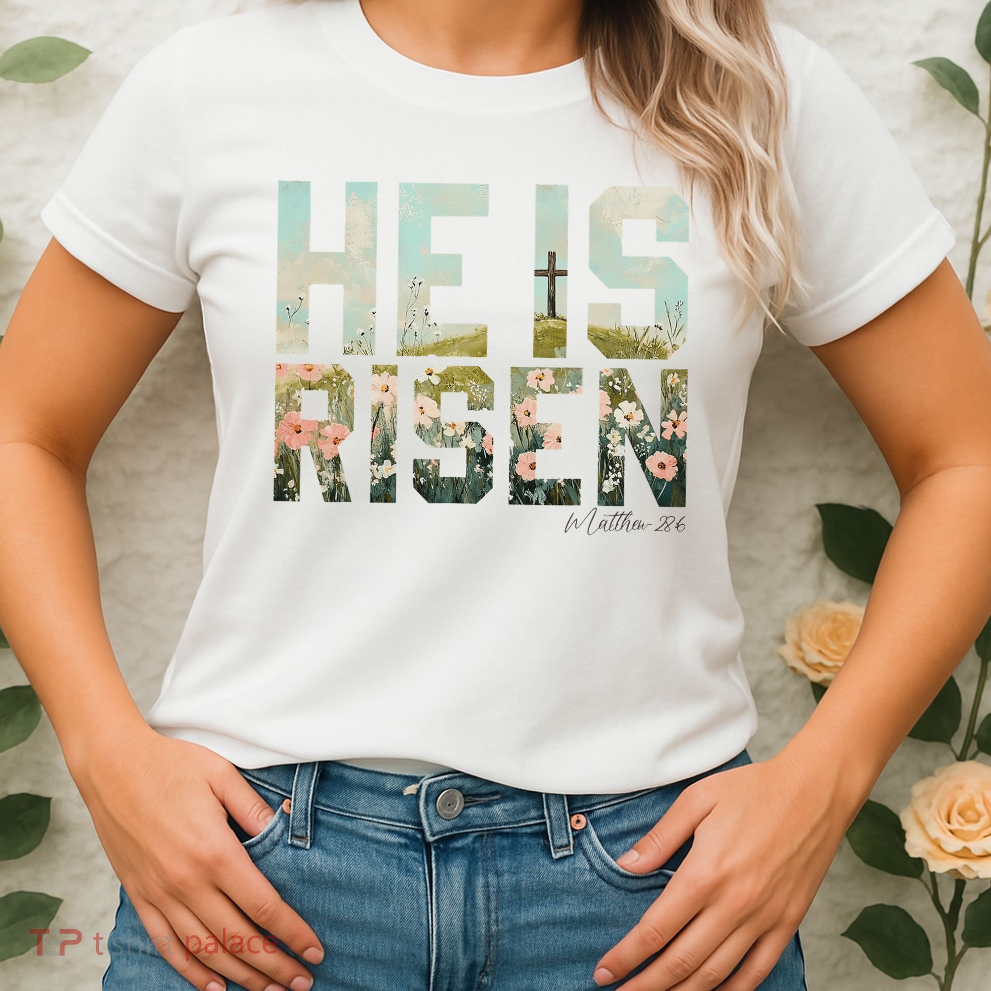 He Is Risen Boho Easter Christian Jesus Women's T-Shirt