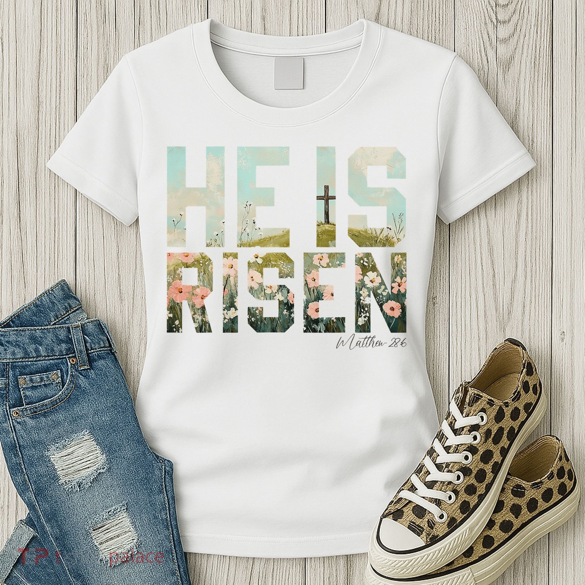 He Is Risen Boho Easter Christian Jesus Women's T-Shirt