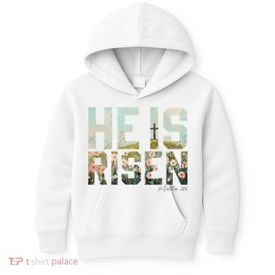 He Is Risen Boho Easter Christian Jesus Kids Hoodie