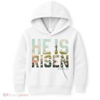 He Is Risen Boho Easter Christian Jesus Kids Hoodie thumb 0