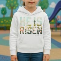 He Is Risen Boho Easter Christian Jesus Kids Hoodie thumb 3