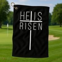 Hell Is Risen Cross Christianity Golf Towel thumb 1