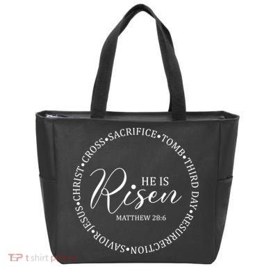 He Is Risen Matthew Easter Verse Tote Bag