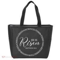 He Is Risen Matthew Easter Verse Tote Bag thumb 0