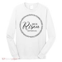 He Is Risen Matthew Easter Verse Long Sleeve Shirt thumb 0