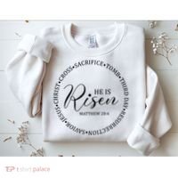 He Is Risen Matthew Easter Verse Sweatshirt thumb 2