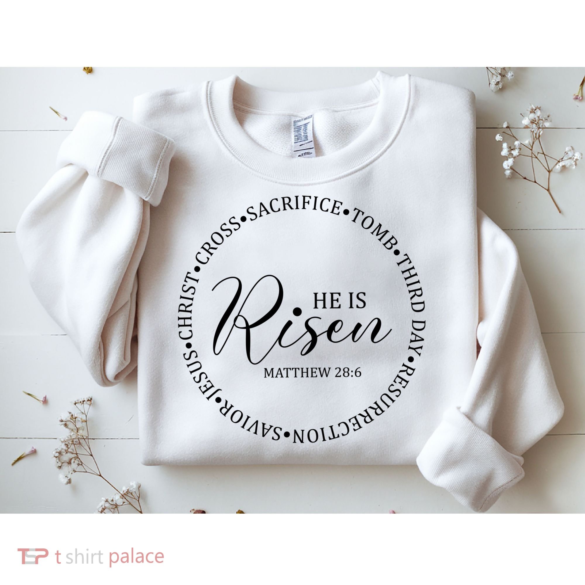 He Is Risen Matthew Easter Verse Sweatshirt