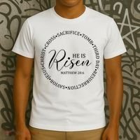 He Is Risen Matthew Easter Verse T-Shirt thumb 3