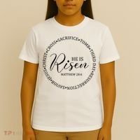 He Is Risen Matthew Easter Verse T-Shirt thumb 4