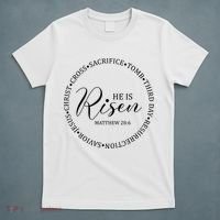 He Is Risen Matthew Easter Verse T-Shirt thumb 5