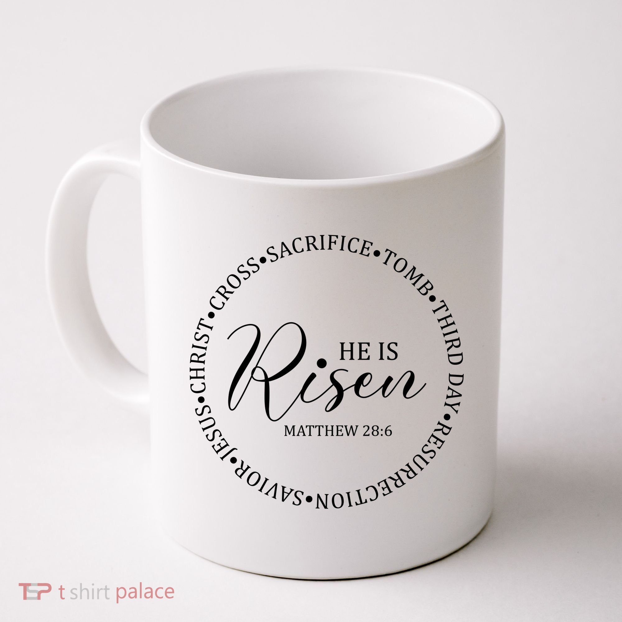 He Is Risen Matthew Easter Verse Coffee Mug
