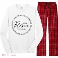 He Is Risen Matthew Easter Verse Long Sleeve Pajama Set thumb 0