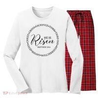 He Is Risen Matthew Easter Verse Women's Long Sleeve Flannel Pajama Set  thumb 0
