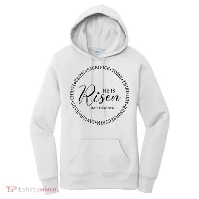 He Is Risen Matthew Easter Verse Women's Hoodie
