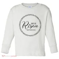 He Is Risen Matthew Easter Verse Toddler Long Sleeve thumb 0