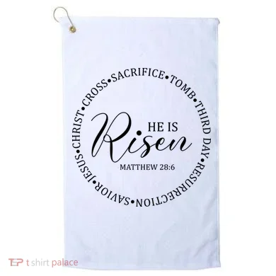 He Is Risen Matthew Easter Verse Golf Towel