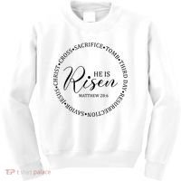 He Is Risen Matthew Easter Verse Kids Sweatshirt thumb 0
