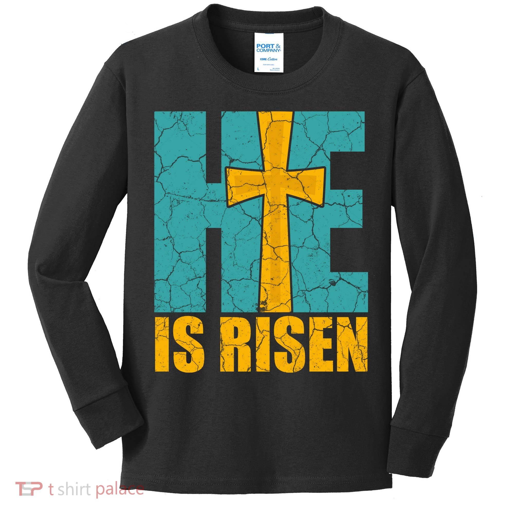 He Is Risen Jesus Christ Christian Kids Long Sleeve Shirt