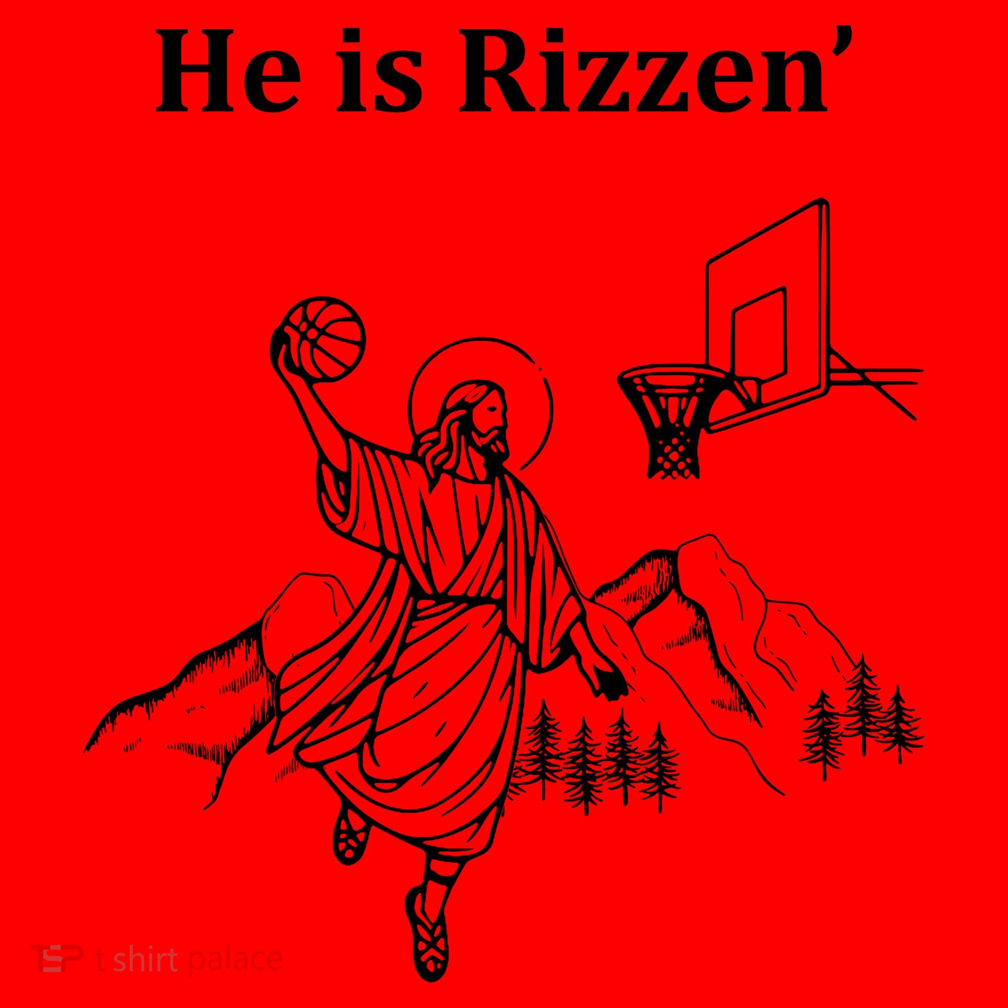 He Is Rizzen Jesus Christ He Has Risen Basketball Dunking Santa Hat