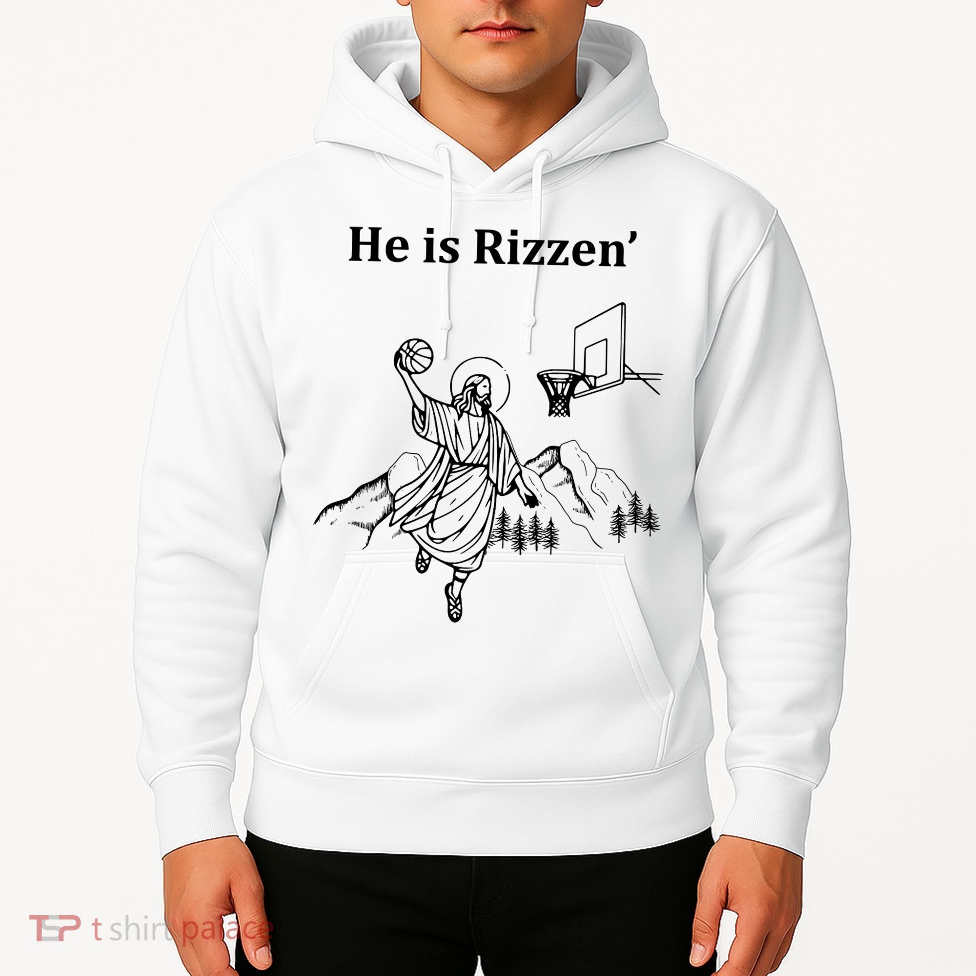 He Is Rizzen Jesus Christ He Has Risen Basketball Dunking Hoodie
