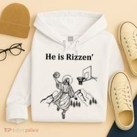 He Is Rizzen Jesus Christ He Has Risen Basketball Dunking Hoodie thumb 4