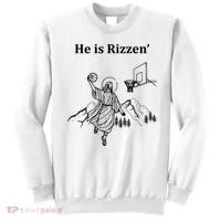 He Is Rizzen Jesus Christ He Has Risen Basketball Dunking Sweatshirt thumb 0