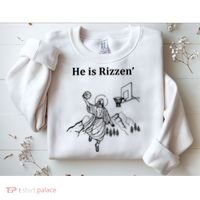 He Is Rizzen Jesus Christ He Has Risen Basketball Dunking Sweatshirt thumb 2