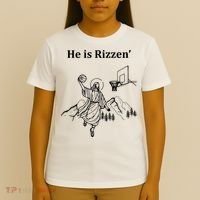 He Is Rizzen Jesus Christ He Has Risen Basketball Dunking T-Shirt thumb 4