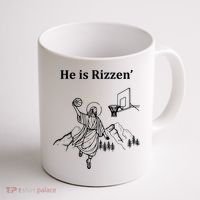 He Is Rizzen Jesus Christ He Has Risen Basketball Dunking Coffee Mug thumb 1