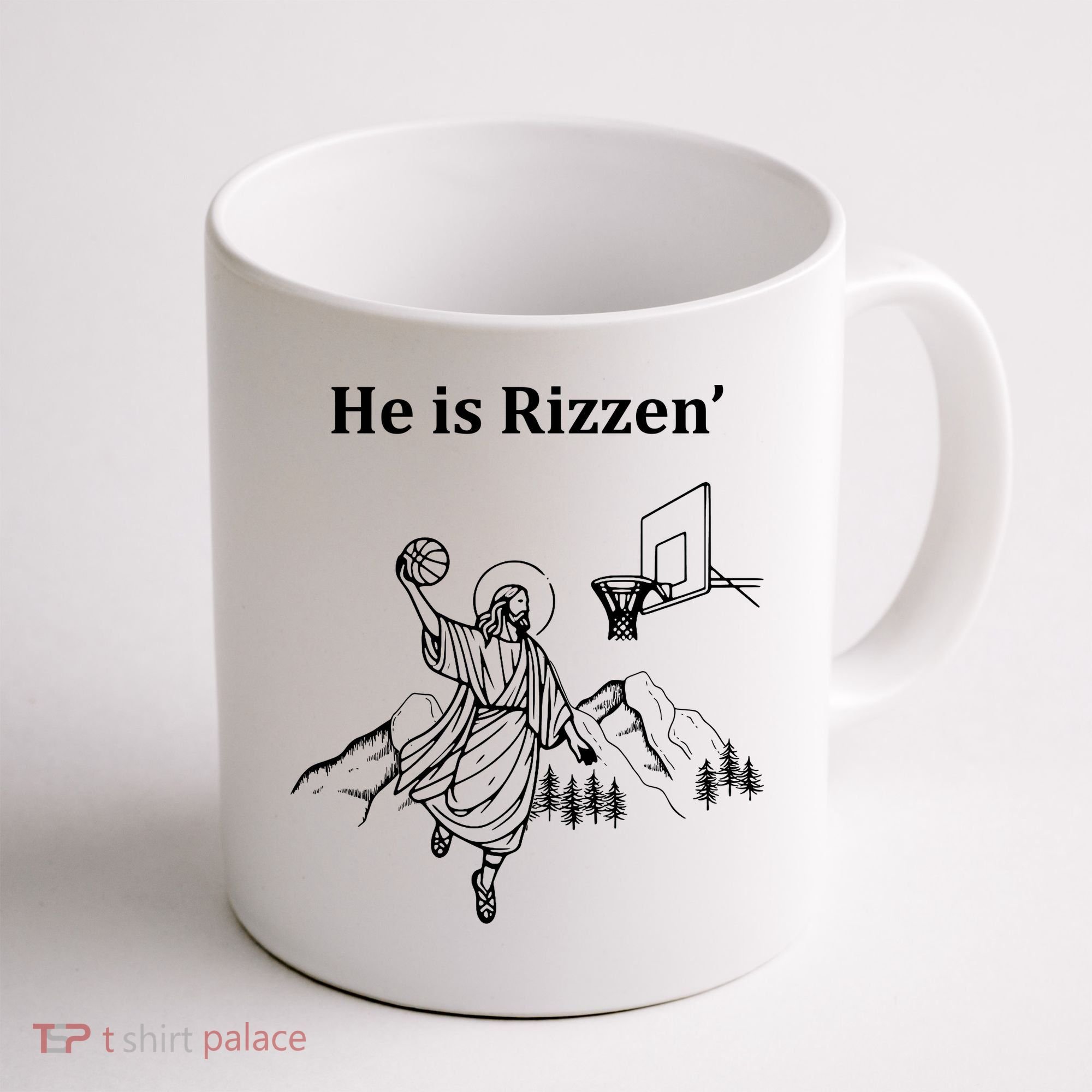 He Is Rizzen Jesus Christ He Has Risen Basketball Dunking Coffee Mug