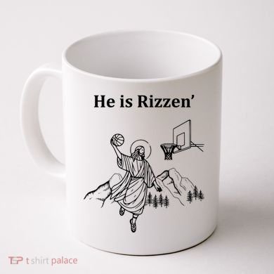 He Is Rizzen Jesus Christ He Has Risen Basketball Dunking Coffee Mug