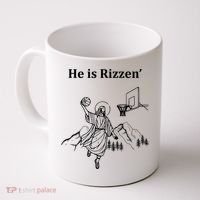 He Is Rizzen Jesus Christ He Has Risen Basketball Dunking Coffee Mug thumb 0