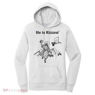 He Is Rizzen Jesus Christ He Has Risen Basketball Dunking Women's Hoodie