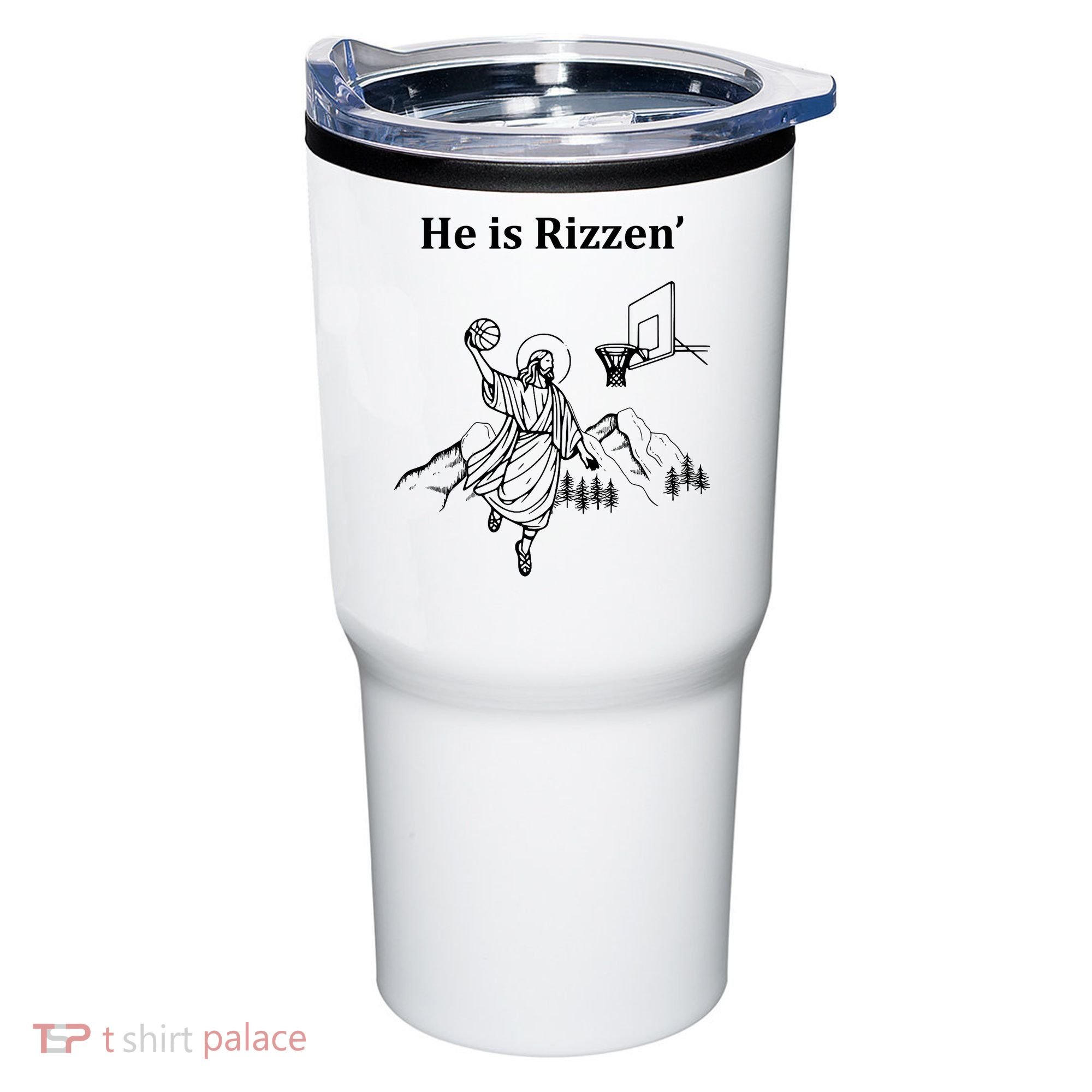 He Is Rizzen Jesus Christ He Has Risen Basketball Dunking Tumbler