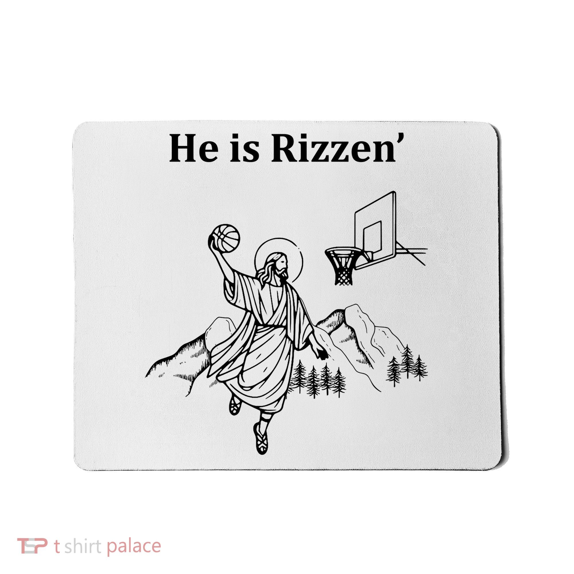 He Is Rizzen Jesus Christ He Has Risen Basketball Dunking Mousepad