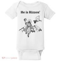 He Is Rizzen Jesus Christ He Has Risen Basketball Dunking Baby Bodysuit thumb 0