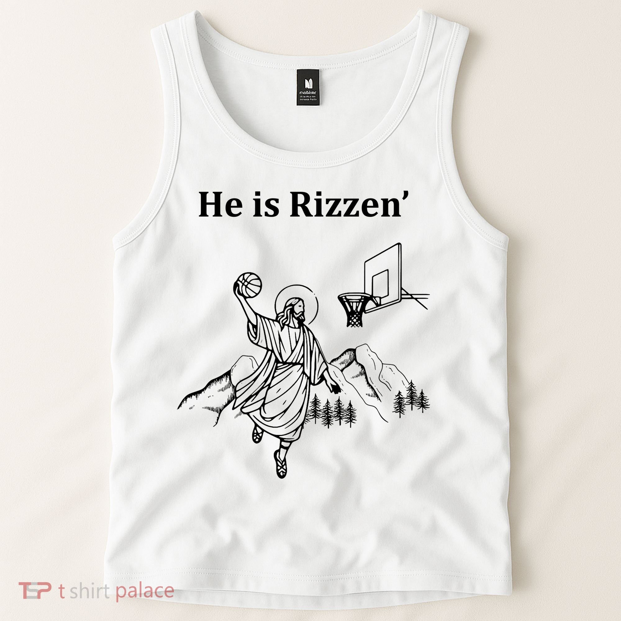 He Is Rizzen Jesus Christ He Has Risen Basketball Dunking Tank Top