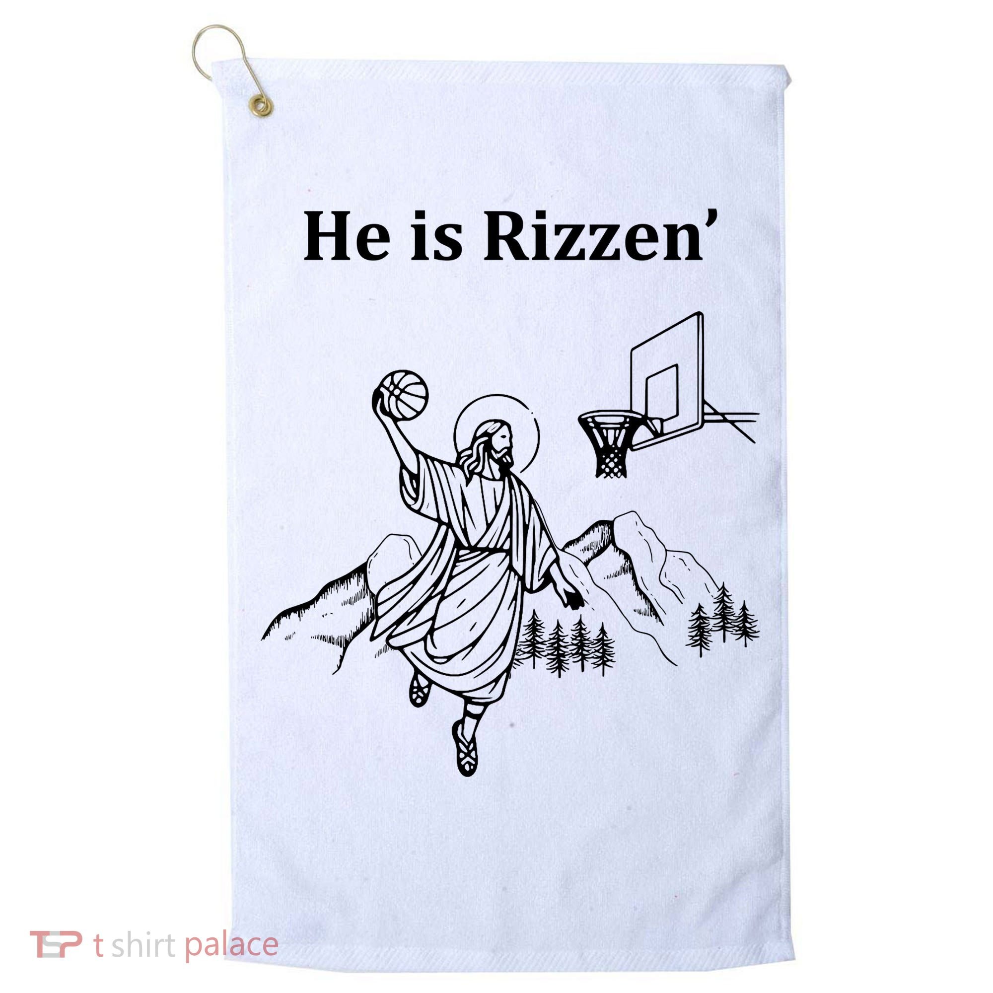 He Is Rizzen Jesus Christ He Has Risen Basketball Dunking Golf Towel