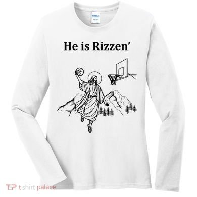 He Is Rizzen Jesus Christ He Has Risen Basketball Dunking Women's Long Sleeve Shirt