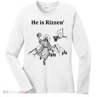 He Is Rizzen Jesus Christ He Has Risen Basketball Dunking Women's Long Sleeve Shirt thumb 0