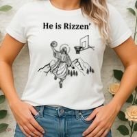 He Is Rizzen Jesus Christ He Has Risen Basketball Dunking Women's T-Shirt thumb 2