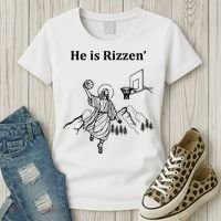 He Is Rizzen Jesus Christ He Has Risen Basketball Dunking Women's T-Shirt thumb 3