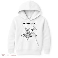 He Is Rizzen Jesus Christ He Has Risen Basketball Dunking Kids Hoodie thumb 0