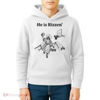 He Is Rizzen Jesus Christ He Has Risen Basketball Dunking Kids Hoodie thumb 4