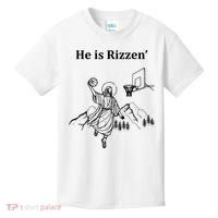 He Is Rizzen Jesus Christ He Has Risen Basketball Dunking Kids T-Shirt thumb 0