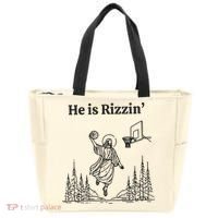 He Is Rizzen Basketball Tote Bag thumb 0