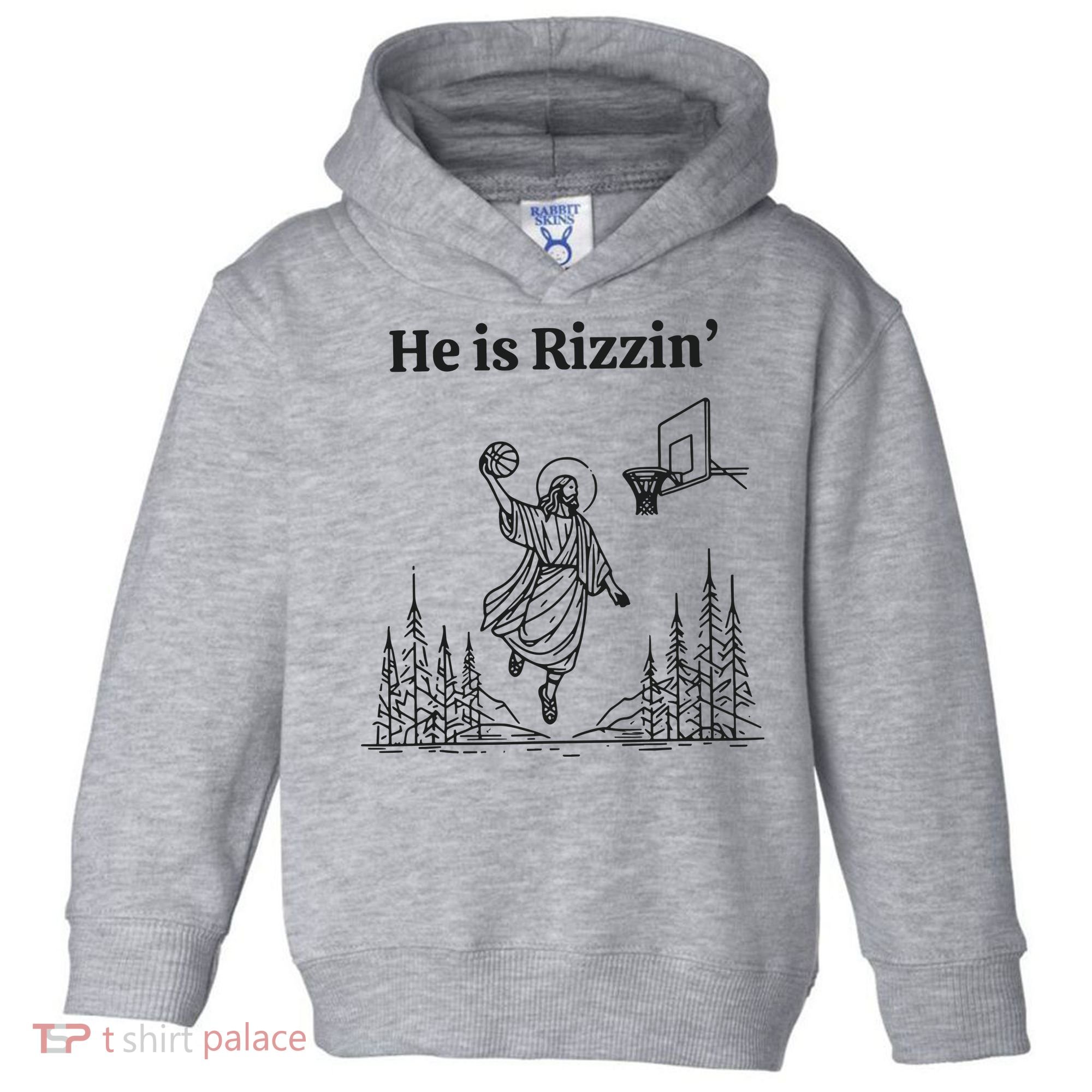 He Is Rizzen Basketball Toddler Hoodie