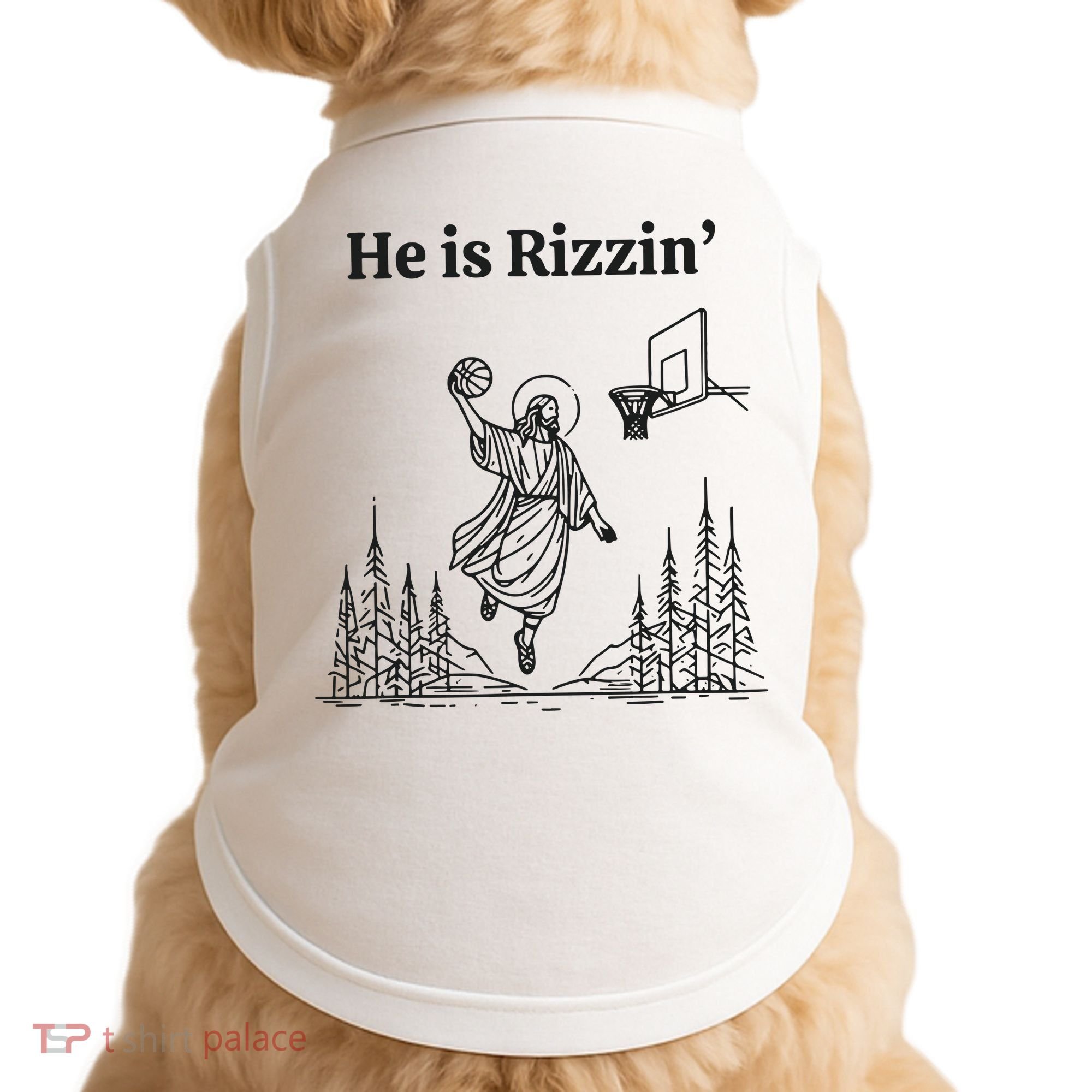 He Is Rizzen Basketball Doggie Tank