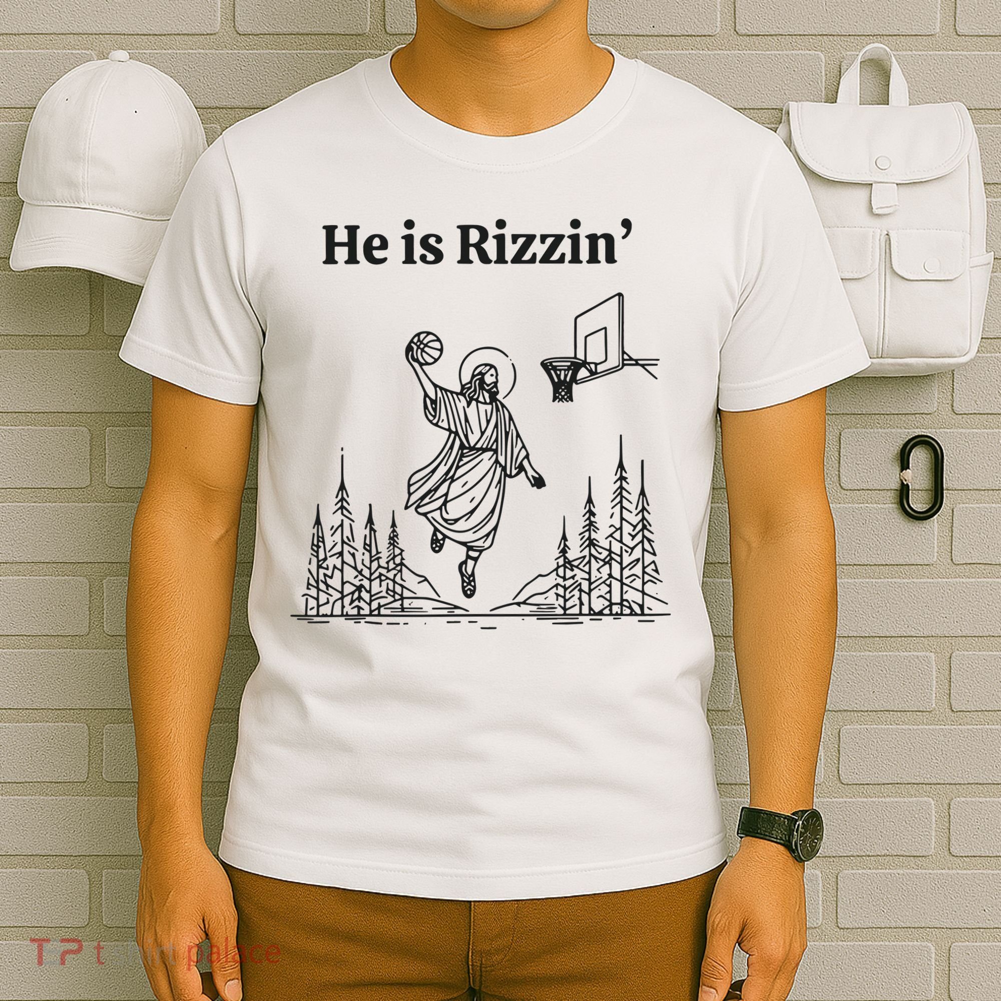 He Is Rizzen Basketball T-Shirt