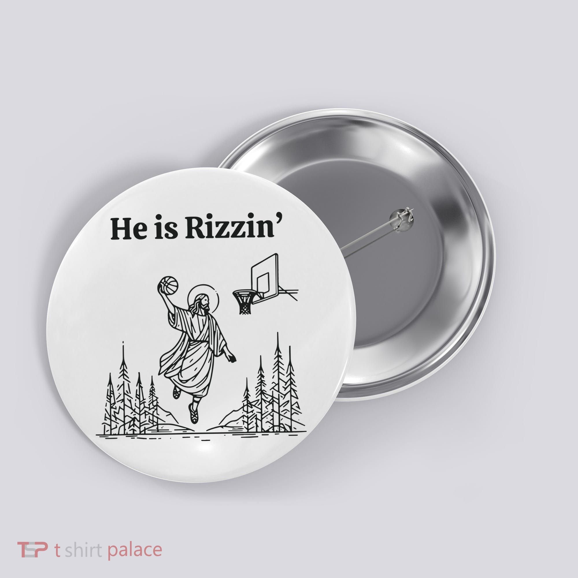 He Is Rizzen Basketball Button